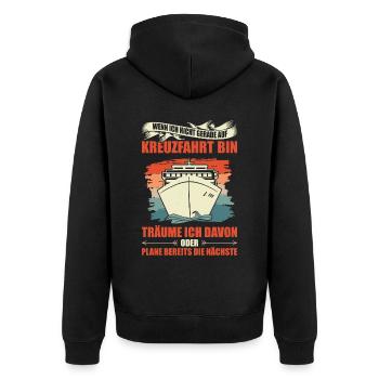 Wenn Ich Nicht Gerade Auf Kreuzfahrt Bin Geschenk - Unisex Premium Bio Zip Hoodie - Schwarz - Hinten - Nico (187cm)