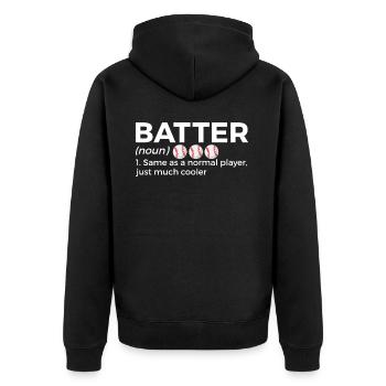Baseball for Baseball Players - Unisex Premium Organic Zip Hoodie - black - Back - Nico (187cm)