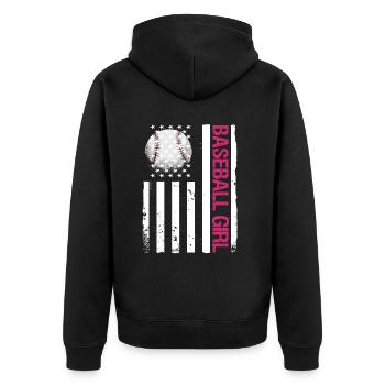 Baseball for Baseball Players - Unisex Premium Organic Zip Hoodie - black - Back - Nico (187cm)