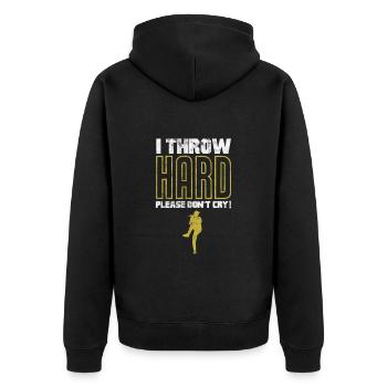 Softball - Unisex Premium Organic Zip Hoodie - black - Back - Nico (187cm)