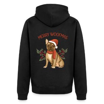 Joyeux Woofmas - Joyeux Noël Boston Terrier - Veste à capuche bio Premium Unisexe - noir - Dos - Nico (187cm)