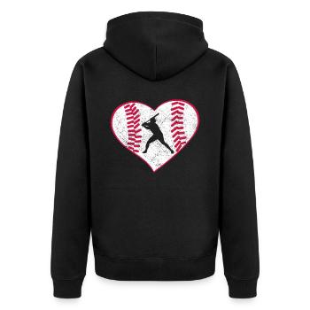 Baseball for Baseball Players - Unisex Premium Organic Zip Hoodie - black - Back - Nico (187cm)