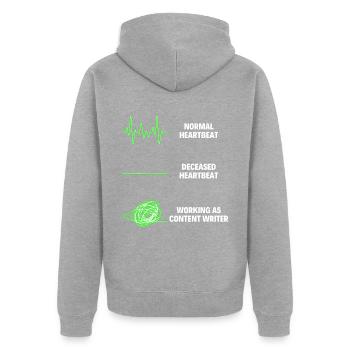 Content Writer Worker Rédacteur de contenu drôle SEO - Veste à capuche bio Premium Unisexe - gris chiné - Dos - Nico (187cm)