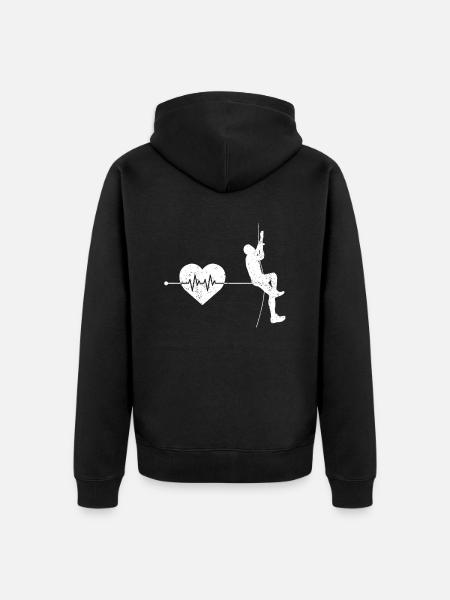 Climbing heartbeat - Unisex Premium Organic Zip Hoodie - black