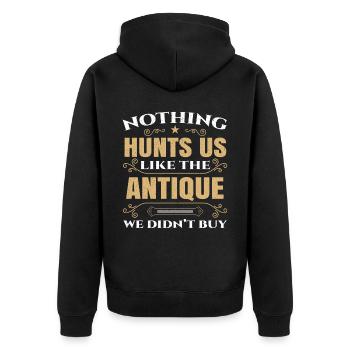 Rien ne nous chasse comme l’antiquité que nous n’avons pas achetée - Veste à capuche bio Premium Unisexe - noir - Dos - Nico (187cm)