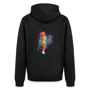 Fitness Roping - Jumping rope for women - Unisex Premium Organic Zip Hoodie - black - Back - Nico (187cm)