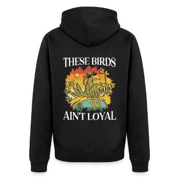 Diese Vögel sind keine loyale Vogelverschwörungstheorie - Unisex Premium Bio Zip Hoodie - Schwarz - Hinten - Nico (187cm)