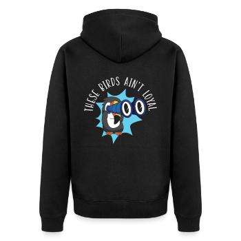 Diese Vögel sind keine loyale Vogelverschwörungstheorie - Unisex Premium Bio Zip Hoodie - Schwarz - Hinten - Nico (187cm)