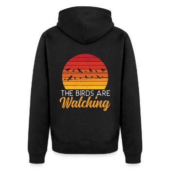 The Birds Are Watching Bird Conspiracy Theory - Unisex Premium Organic Zip Hoodie - black - Back - Nico (187cm)