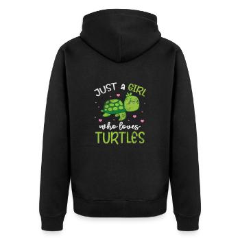 Turtle - Unisex Premium Organic Zip Hoodie - black - Back - Nico (187cm)