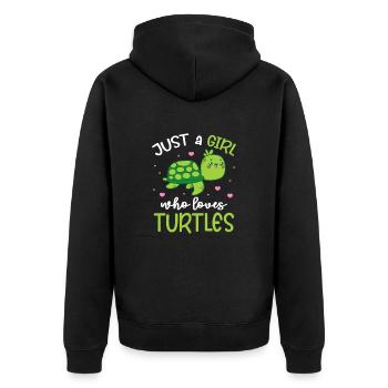Schildkröte Turtle Meer Meeresbewohner Geschenk - Unisex Premium Bio Zip Hoodie - Schwarz - Hinten - Nico (187cm)