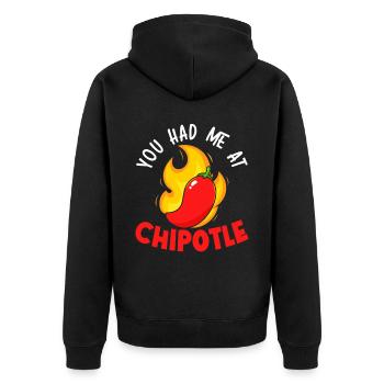 You Had Me At Chipotle Chili Flavor Spicy Food - Unisex Premium Organic Zip Hoodie - black - Back - Nico (187cm)
