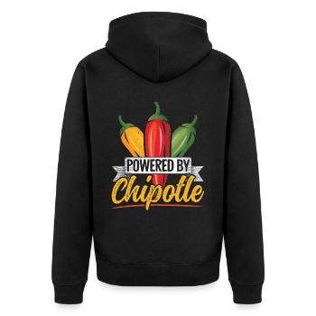 Powered By Chipotle Chili Flavor Spicy Food Lover - Unisex Premium Organic Zip Hoodie - black - Back - Nico (187cm)
