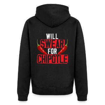 Will Swear For Chipotle Chili Flavor Spicy Food - Unisex Premium Organic Zip Hoodie - black - Back - Nico (187cm)