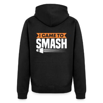 Funny I Came To Smash For Badminton Player - Unisex Premium Bio Zip Hoodie - Schwarz - Hinten - Nico (187cm)