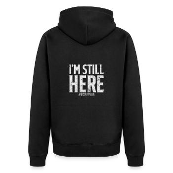 Krebs - Unisex Premium Bio Zip Hoodie - Schwarz - Hinten - Nico (187cm)