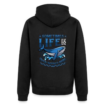 Manchmal Ist Das Leben Zu Schön, Um Wahr Zu Sein - Unisex Premium Bio Zip Hoodie - Schwarz - Hinten - Nico (187cm)