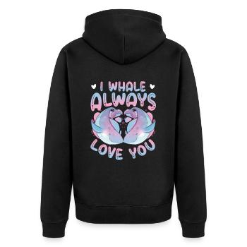 Ich Wal Liebe Dich Immer Blauwal - Unisex Premium Bio Zip Hoodie - Schwarz - Hinten - Nico (187cm)