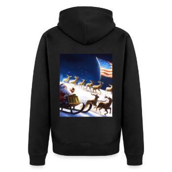 American Christmas Santa Claus With - Unisex Premium Organic Zip Hoodie - black - Back - Nico (187cm)