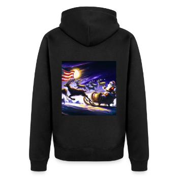 American Christmas Santa Claus with - Unisex Premium Organic Zip Hoodie - black - Back - Nico (187cm)
