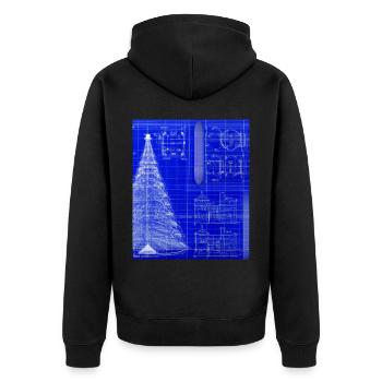 Weihnachten Weihnachtsbaum Schematic Blaupause - Unisex Premium Bio Zip Hoodie - Schwarz - Hinten - Nico (187cm)