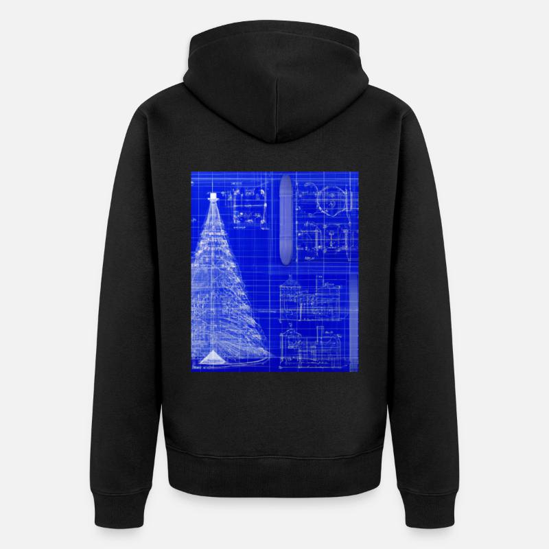 Weihnachten Weihnachtsbaum Schematic Blaupause - Unisex Premium Bio Zip Hoodie - Schwarz