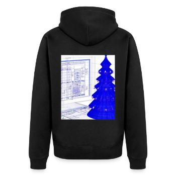 Weihnachten Weihnachtsbaum Schematic Blaupause - Unisex Premium Bio Zip Hoodie - Schwarz - Hinten - Nico (187cm)