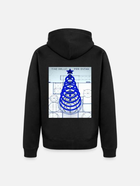 Christmas Christmas Tree Schematic Blueprint - Unisex Premium Organic Zip Hoodie - black