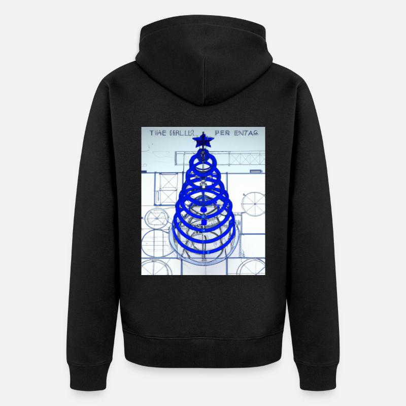 Weihnachten Weihnachtsbaum Schematic Blaupause - Unisex Premium Bio Zip Hoodie - Schwarz