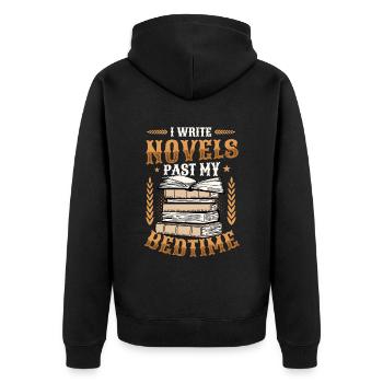 J’écris des romans quand je suis au lit Auteur - Veste à capuche bio Premium Unisexe - noir - Dos - Nico (187cm)