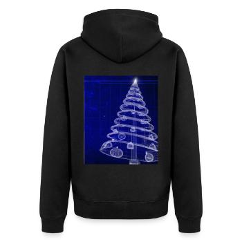 Weihnachten Weihnachtsbaum Schematic Blaupause - Unisex Premium Bio Zip Hoodie - Schwarz - Hinten - Nico (187cm)