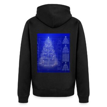 Weihnachten Weihnachtsbaum Schematic Blaupause - Unisex Premium Bio Zip Hoodie - Schwarz - Hinten - Nico (187cm)