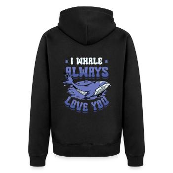 Ich Wal Liebe Dich Immer Blauwal - Unisex Premium Bio Zip Hoodie - Schwarz - Hinten - Nico (187cm)