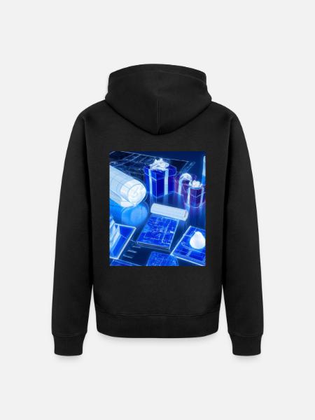 Christmas Christmas Tree Schematic Blueprint - Unisex Premium Organic Zip Hoodie - black