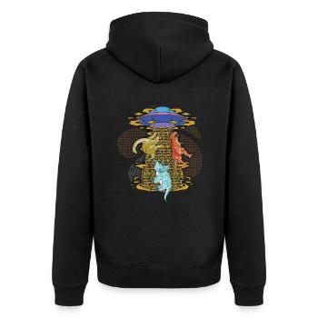 Dinosaure OVNI, Enlèvement extraterrestre - Veste à capuche bio Premium Unisexe - noir - Dos - Nico (187cm)