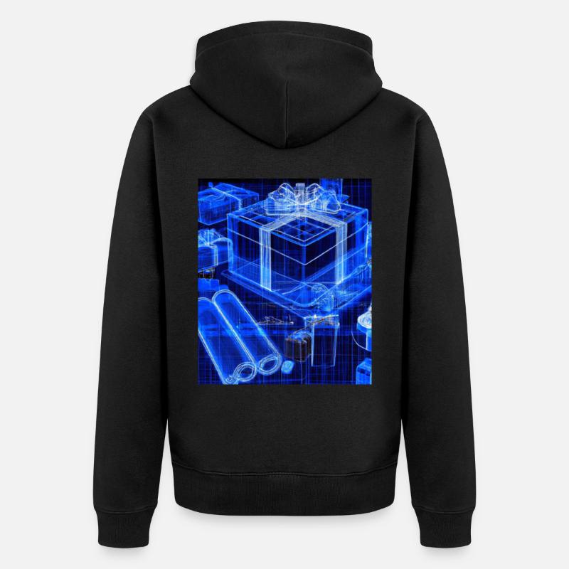 Weihnachten Weihnachtsbaum Schematic Blaupause - Unisex Premium Bio Zip Hoodie - Schwarz
