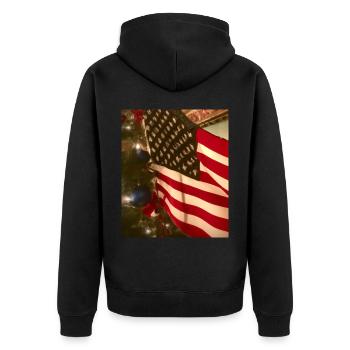 American Christmas Christmas Tree with US - Unisex Premium Organic Zip Hoodie - black - Back - Nico (187cm)