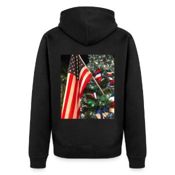 American Christmas Christmas Tree with US - Unisex Premium Organic Zip Hoodie - black - Back - Nico (187cm)