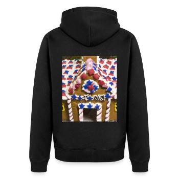 American Christmas Gingerbread House with US - Unisex Premium Organic Zip Hoodie - black - Back - Nico (187cm)