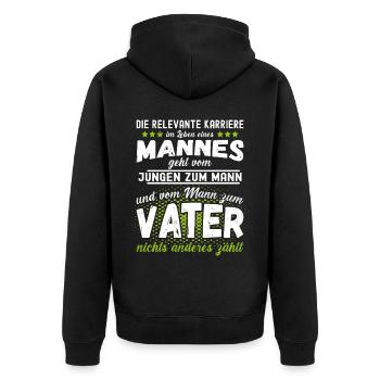 Die relevante Karriere im Leben eines Mannes - Unisex Premium Bio Zip Hoodie - Schwarz - Hinten - Nico (187cm)