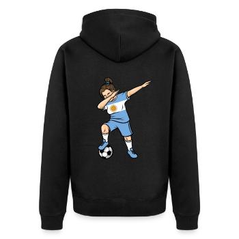 Dabbing Fußballspieler Mädchen Argentinien Fußball - Unisex Premium Bio Zip Hoodie - Schwarz - Hinten - Nico (187cm)