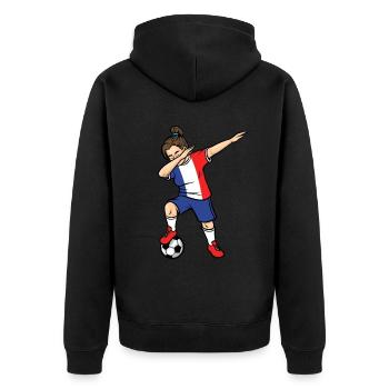 Dabbing Soccer Player Girls France Soccer - Unisex Premium Organic Zip Hoodie - black - Back - Nico (187cm)