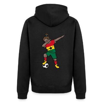 Dabbing Soccer Player Girls Ghana Soccer - Unisex Premium Organic Zip Hoodie - black - Back - Nico (187cm)