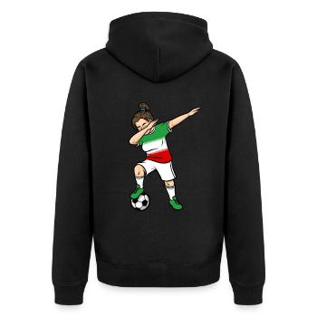 Dabbing Soccer Player Girls Iran Soccer - Unisex Premium Organic Zip Hoodie - black - Back - Nico (187cm)