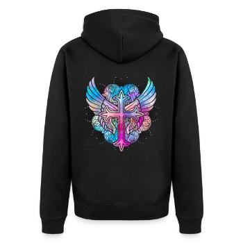 Croix du christianisme - Veste à capuche bio Premium Unisexe - noir - Dos - Nico (187cm)