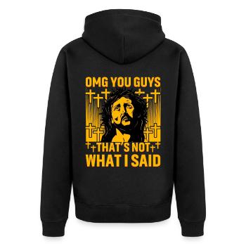 OMG vous les gars ce n’est pas ce que j’ai dit - Veste à capuche bio Premium Unisexe - noir - Dos - Nico (187cm)