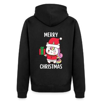 Joyeux Noël Drôle de Chemise de Noël - Veste à capuche bio Premium Unisexe - noir - Dos - Nico (187cm)