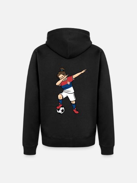 Dabbing Fußballspieler Mädchen Serbien Fußball - Ekologisk premiumluvjack unisex - svart