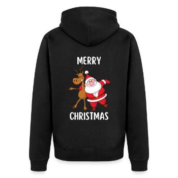 Merry Christmas Lustiges Weihnachtsshirt - Unisex Premium Bio Zip Hoodie - Schwarz - Hinten - Nico (187cm)
