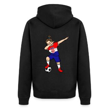 Dabbing Fußballspieler Mädchen Kroatien Fußball - Unisex Premium Bio Zip Hoodie - Schwarz - Hinten - Nico (187cm)